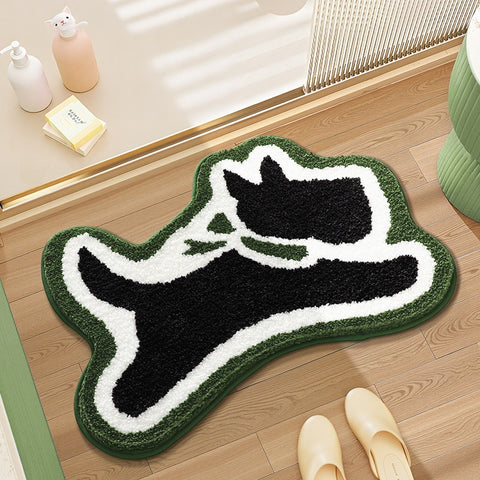 Bathroom non slip floor mat with unique and creative flocking foot pad home bathtub mat