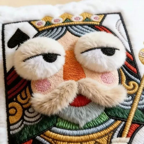Cartoon Embroidered Square Pillow - Soft Quirky Big Eyes Game Cushion, Decorative Plush Throw Pillow for Home & Bedroom