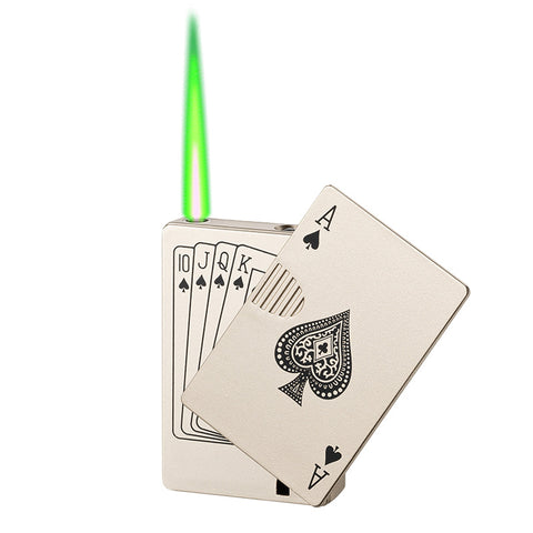Money Checker Poker Flush Windproof Lighter | Refillable Butane Pocket Lighter with UV Light