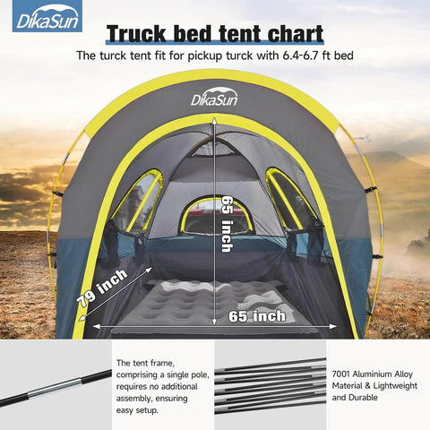 5.5–6.7FT Pickup Truck Bed Tent with Awning | Waterproof Double Layer Camping Tent for 2–3 People