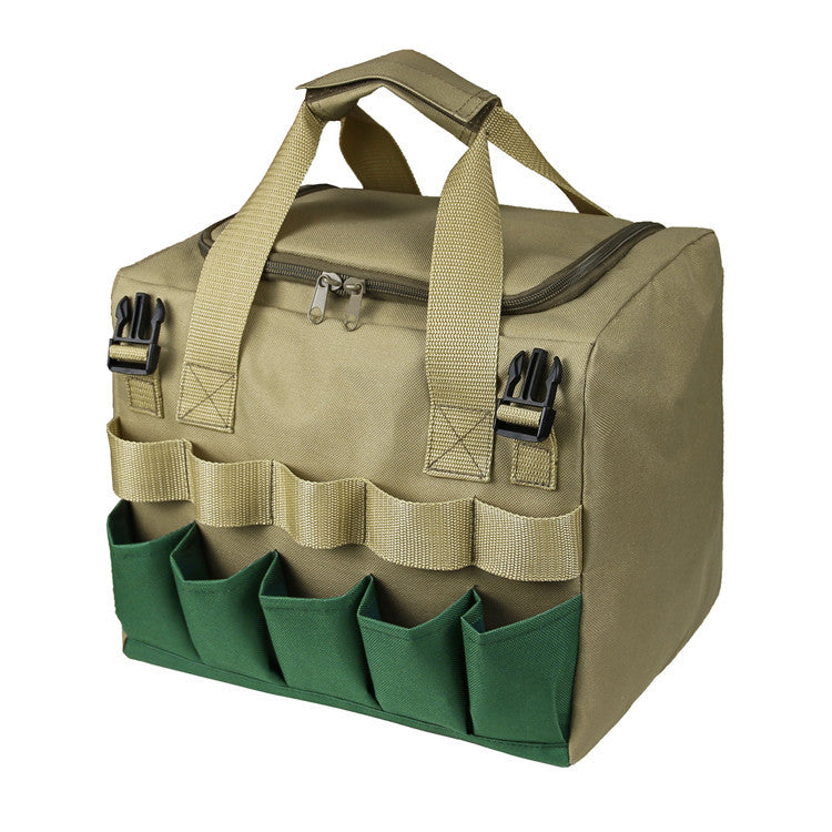 Foldable Garden Stool with Storage Bag, Portable Gardening Seat, Heavy-Duty Oxford Cloth, Khaki & Green