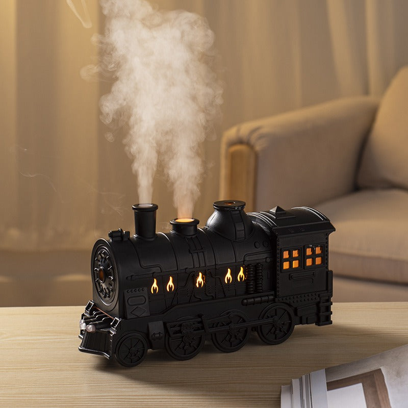 Train Shape Aromatherapy Diffuser | Ultrasonic Essential Oil Humidifier with LED Light & Double Mist
