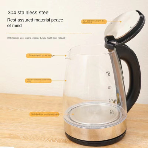 1.8L Glass Electric Kettle | Fast Boil LED Tea Kettle with Auto Shut-Off & Boil-Dry Protection
