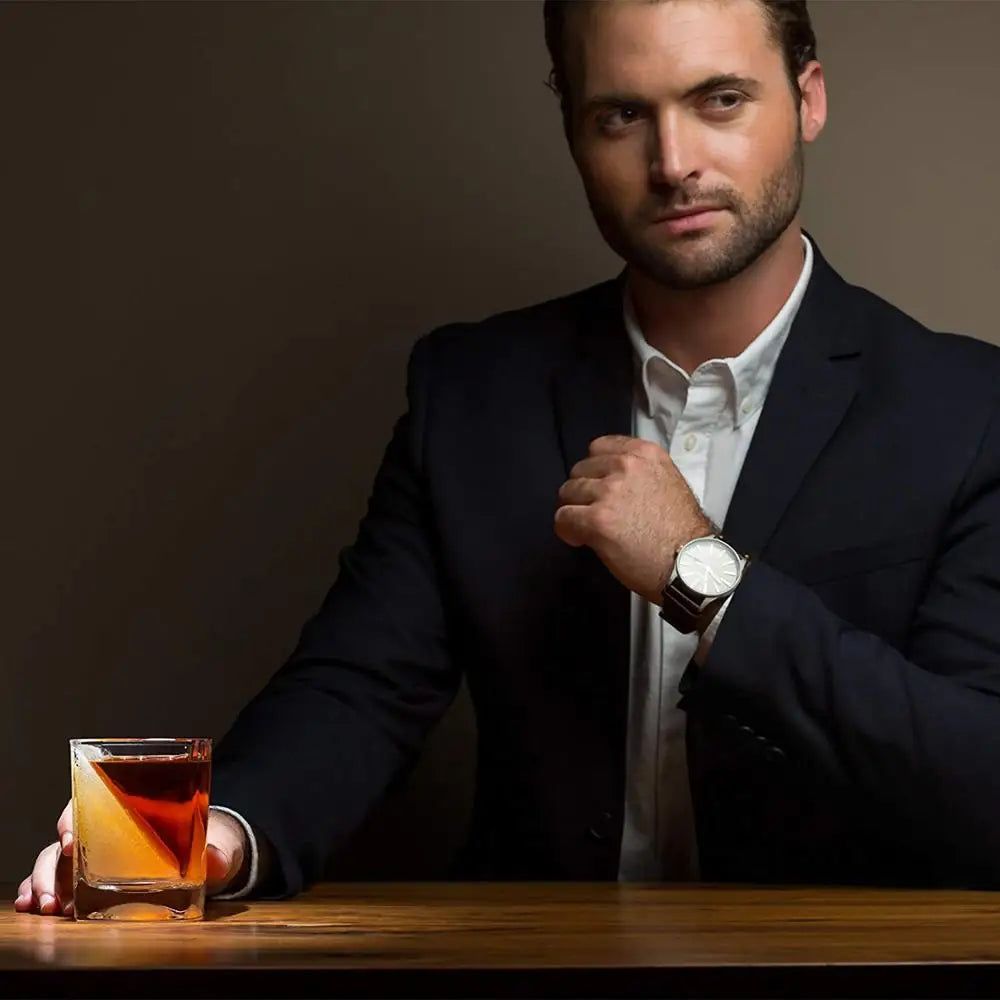 Whiskey Wedge Ice Mold Glass | Premium Whisky Tumbler with Silicone Ice Maker