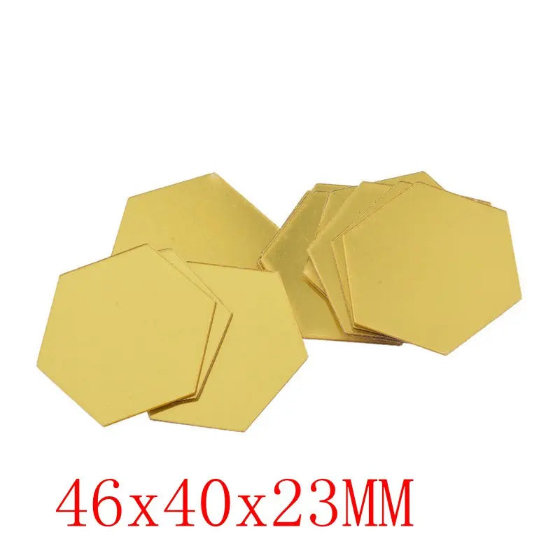 3D Hexagon Acrylic Mirror Wall Stickers | DIY Decorative Mirror Tiles for Home Decor